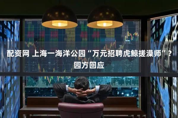 配资网 上海一海洋公园“万元招聘虎鲸搓澡师”？园方回应