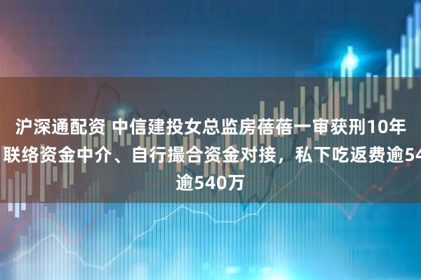 沪深通配资 中信建投女总监房蓓蓓一审获刑10年半：联络资金中介、自行撮合资金对接，私下吃返费逾540万